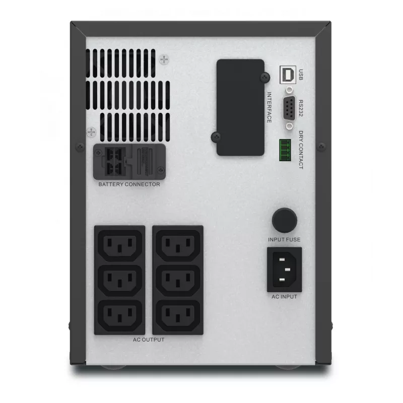 APC Easy UPS 1 fazė Line Interactive, 2000VA, bokštas, 230V, 6 IEC C13 lizdai, AVR, sausas kontaktas, LCD, be tinklo kortelės