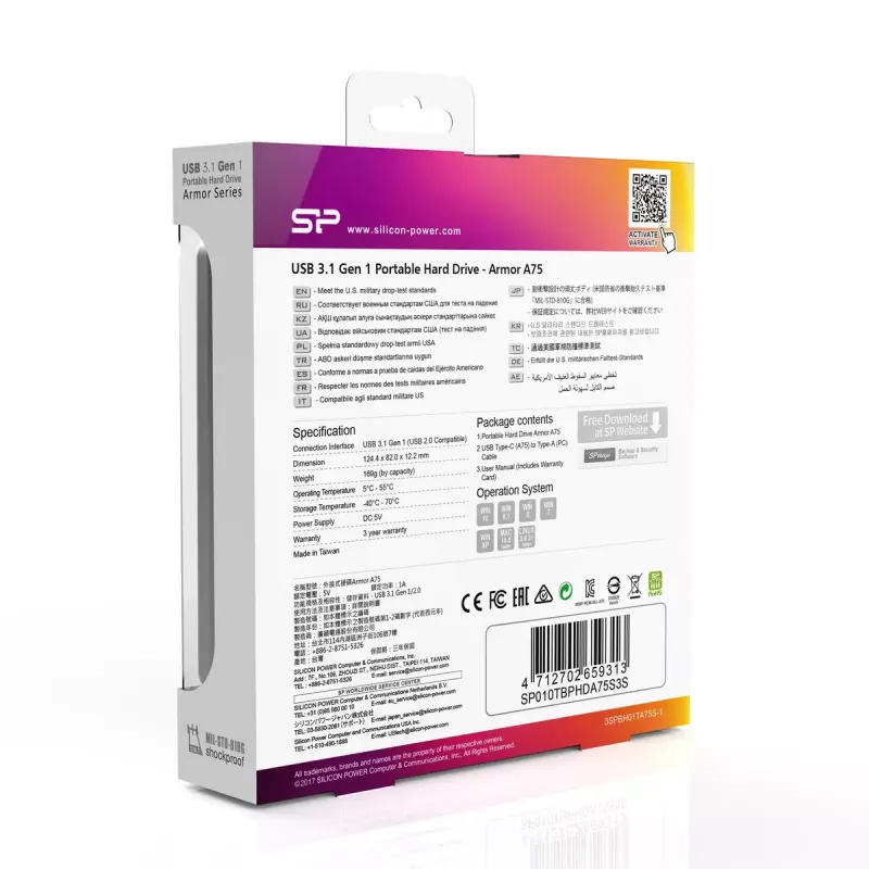 Išorinis kietasis diskas Silicon Power 1TB USB Type-C Armor A75