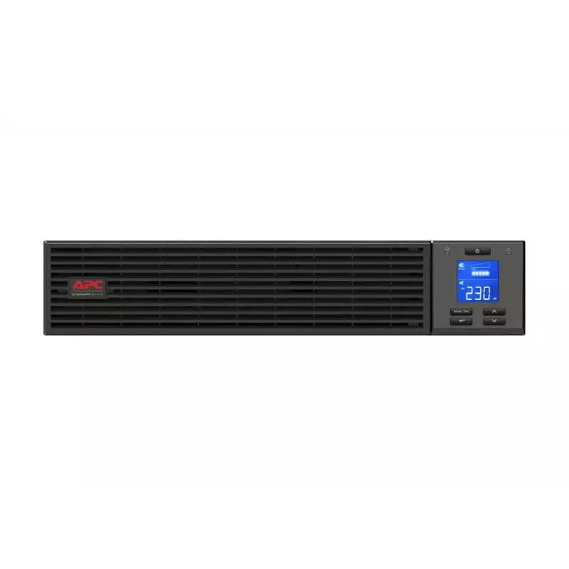 APC Easy UPS On-Line 1000VA/800W, montuojamas į stovą 2U, 230V, 3x IEC C13 lizdai, išmanusis lizdas, LCD, be bėgių komplekto