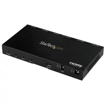 StarTech.com 2 prievadų HDMI skirstytuvas (1x2) – 4K 60Hz UHD HDMI 2.0 garso ir vaizdo skirstytuvas su keitikliu ir garso išgavimu (3,5 mm / SPDIF) – Dvigubas HDMI skirstytuvas (1 įėjimas, 2 išėjimai) – EDID kopijavimas – TV / projektoriui