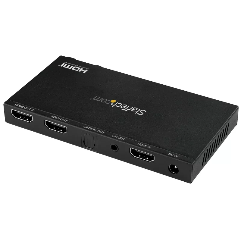 StarTech.com 2 prievadų HDMI skirstytuvas (1x2) – 4K 60Hz UHD HDMI 2.0 garso ir vaizdo skirstytuvas su keitikliu ir garso išgavimu (3,5 mm / SPDIF) – Dvigubas HDMI skirstytuvas (1 įėjimas, 2 išėjimai) – EDID kopijavimas – TV / projektoriui