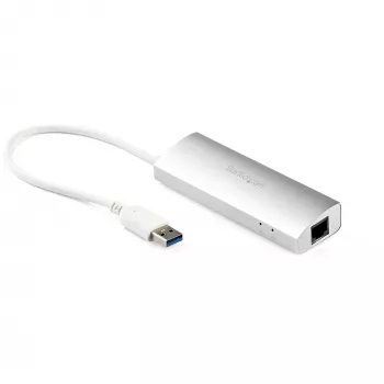 StarTech.com 3 prievadų nešiojamas USB 3.0 šakotuvas su Gigabit Ethernet - įmontuotas kabelis