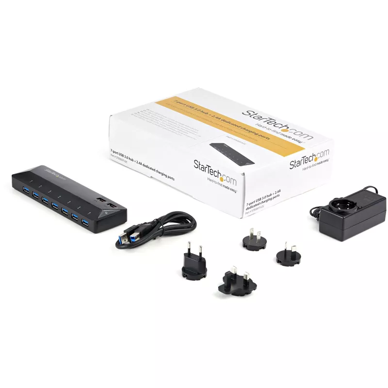 StarTech.com 7 prievadų USB 3.0 šakotuvas su greito įkrovimo prievadais - 2 x 2.4A prievadai