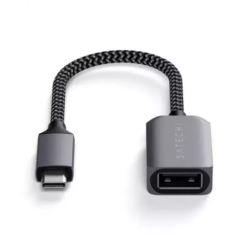 USB kabelis Satechi ST-UCATCM USB-C į USB-A, USB 3.2 Gen 1 (5 Gbps), pilka