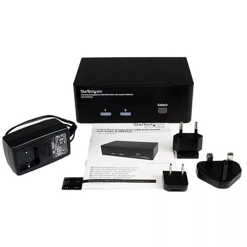 StarTech.com 2 prievadų dvigubas DisplayPort USB KVM jungiklis su garsu ir USB 2.0 šakotuvu