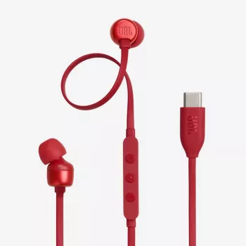 JBL Tune 310C ausinės laidinės į ausį skambučiams/muzikai USB Type-C raudonos