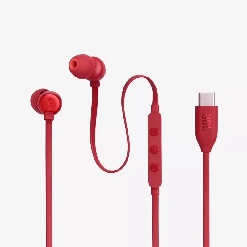 JBL Tune 310C ausinės laidinės į ausį skambučiams/muzikai USB Type-C raudonos