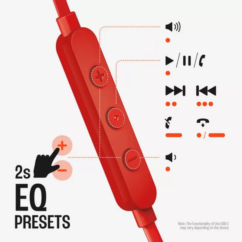 JBL Tune 310C ausinės laidinės į ausį skambučiams/muzikai USB Type-C raudonos
