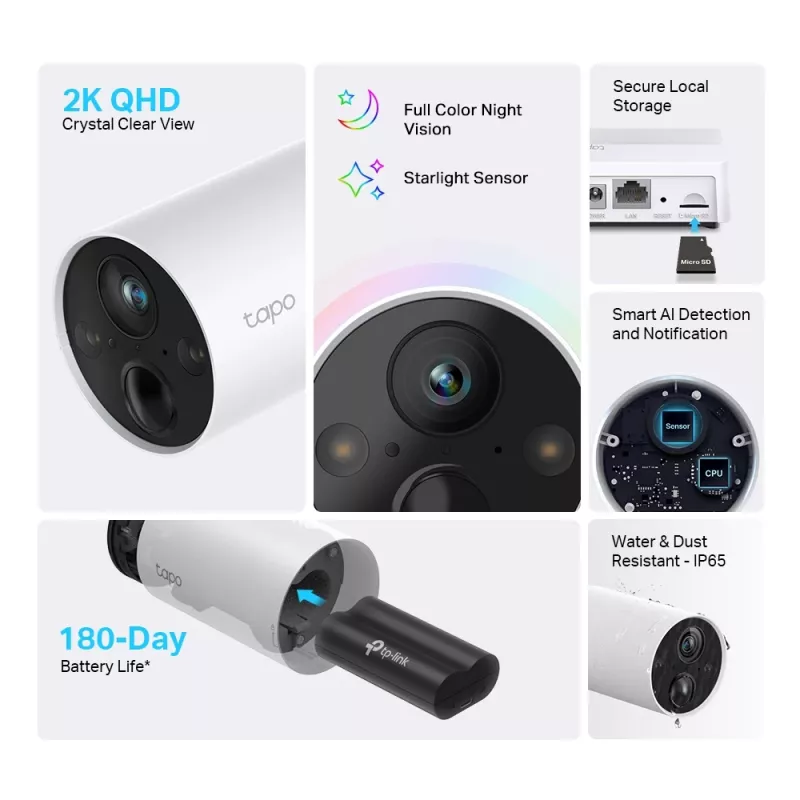 TP-Link Tapo C420S1 belaidė apsaugos kamera, 2K QHD, IP65, komplekte 1 kamera