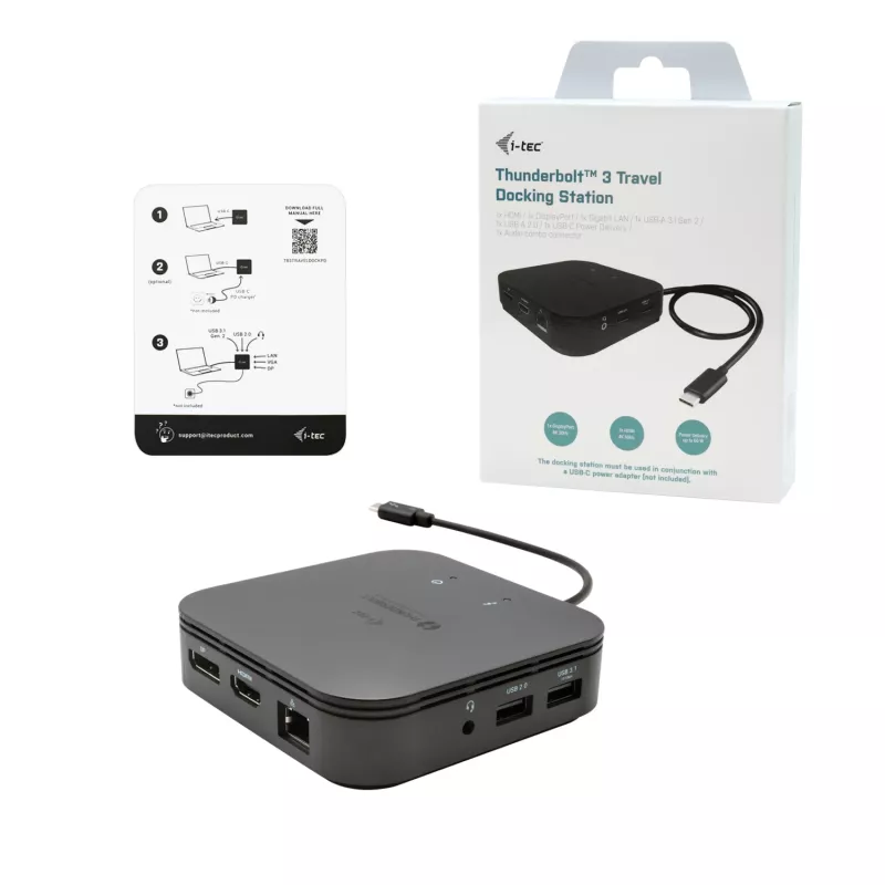 i-tec Thunderbolt 3 kelioninis dokas dvigubam 4K ekranui + Power Delivery 60W