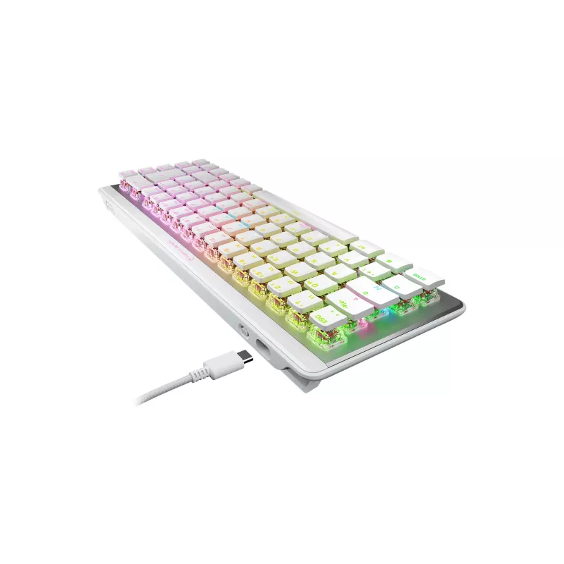 Turtle Beach Vulcan II Mini Air TBK-3101-12-DE žaidimų klaviatūra, vokiškas išdėstymas (QWERTZ), TITAN II Optical Red jungikliai, balta/aliuminio spalvos