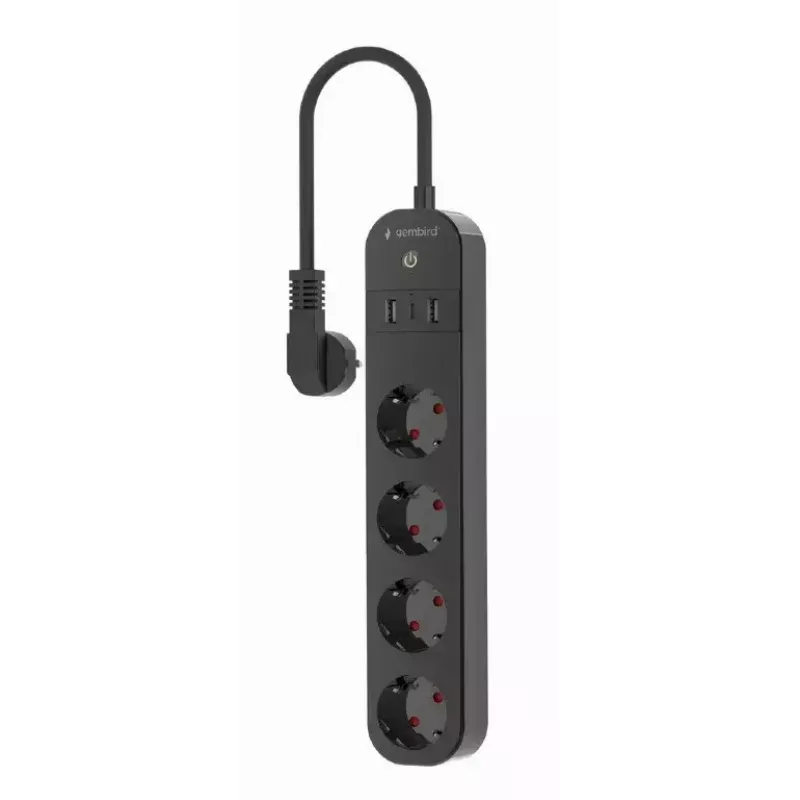 Gembird TSL-PS-S4U-01 išmanusis 4 lizdų ilgintuvas su USB