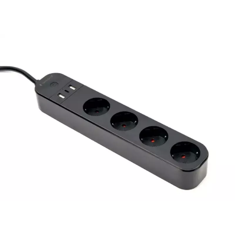 Gembird TSL-PS-S4U-01 išmanusis 4 lizdų ilgintuvas su USB