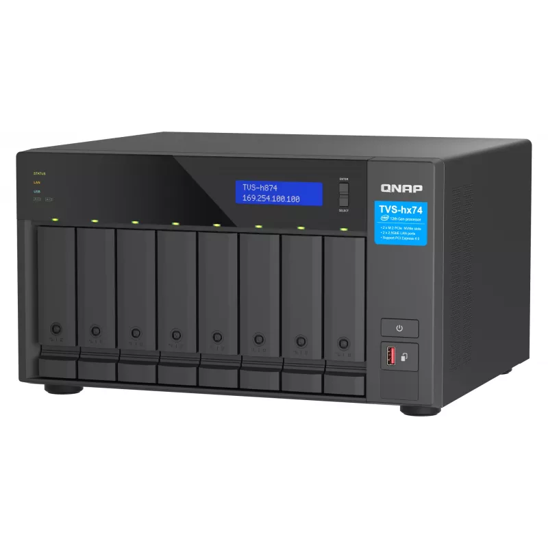 QNAP TVS-h874 NAS bokštinis Intel® Core™ i7 32 GB DDR4 0 TB QuTS hero juodas