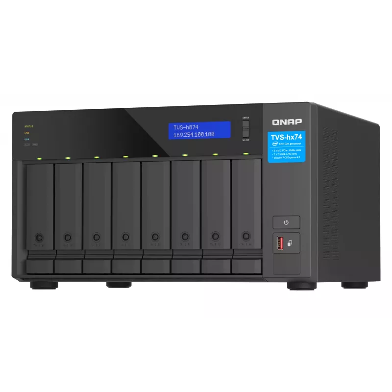 QNAP TVS-h874 NAS bokštinis Intel® Core™ i7 32 GB DDR4 0 TB QuTS hero juodas
