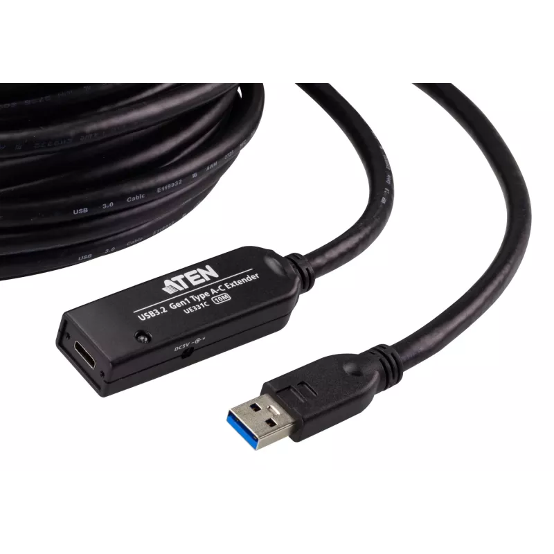 ATEN USB 3.2 Gen1 ilginimo kabelis 10 m USB A į USB C juodas