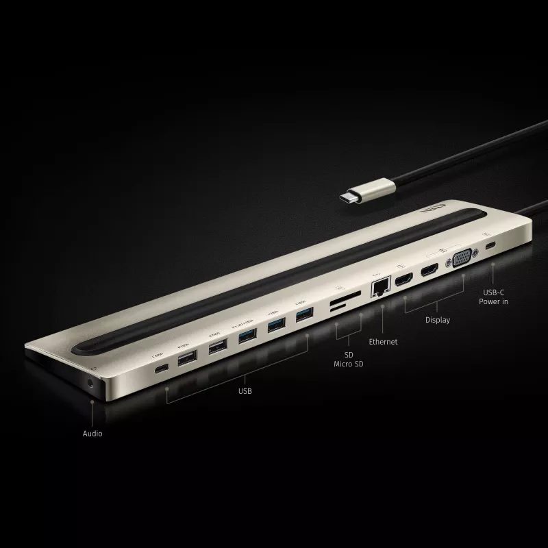 ATEN USB-C kelių prievadų dokas su energijos perdavimu UH3237-AT