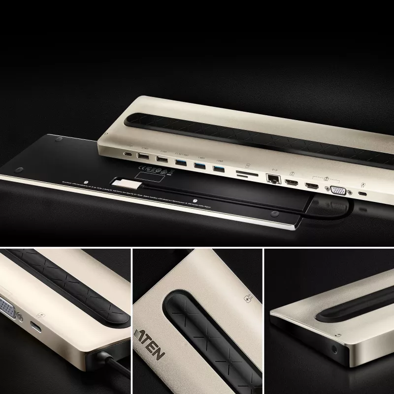 ATEN USB-C kelių prievadų dokas su energijos perdavimu UH3237-AT