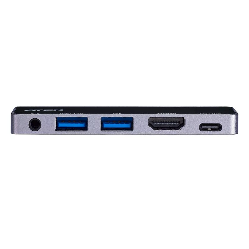 ATEN USB-C kelioninis dokas su maitinimo perdavimu, universalus, USB Type-C, juodas, sidabrinis