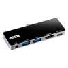 ATEN USB-C kelioninis dokas su maitinimo perdavimu, universalus, USB Type-C, juodas, sidabrinis