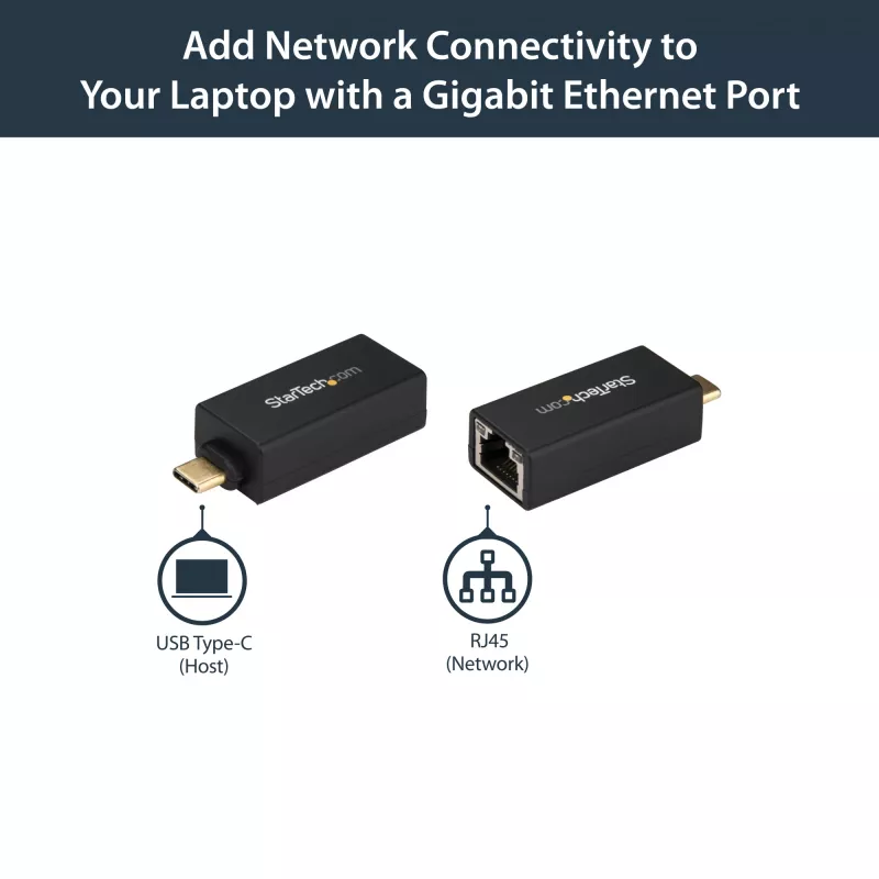 StarTech.com USB-C į Gigabit Ethernet adapteris - 1Gbps NIC USB 3.0/USB 3.1 Type C tinklo adapteris - 1GbE USB-C į RJ45/LAN prievadą, suderinamas su Thunderbolt 3, Windows, MacBook Pro, Chromebook