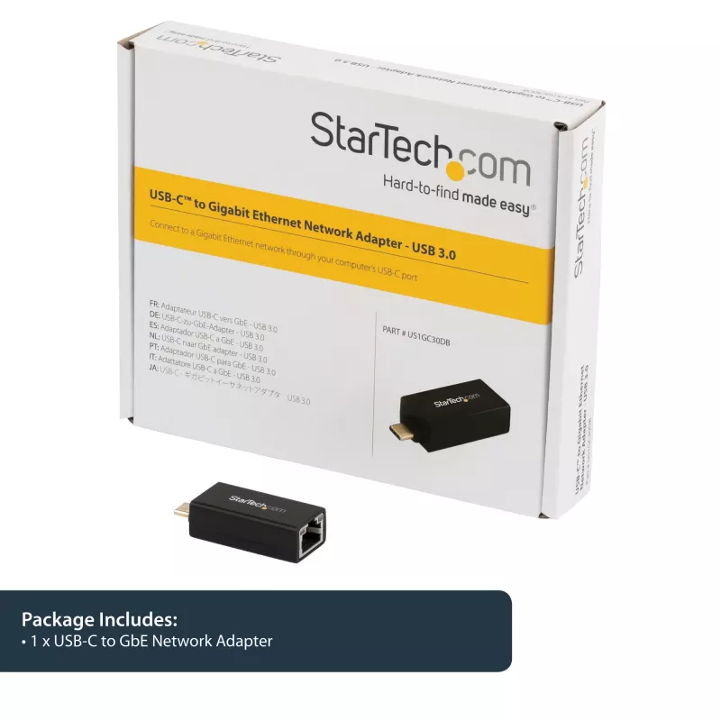 StarTech.com USB-C į Gigabit Ethernet adapteris - 1Gbps NIC USB 3.0/USB 3.1 Type C tinklo adapteris - 1GbE USB-C į RJ45/LAN prievadą, suderinamas su Thunderbolt 3, Windows, MacBook Pro, Chromebook