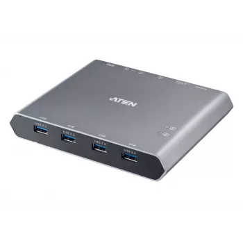 ATEN US3311 2 prievadų 4K DisplayPort USB-C KVM jungiklis su dokavimo stotele ir maitinimo perdavimu