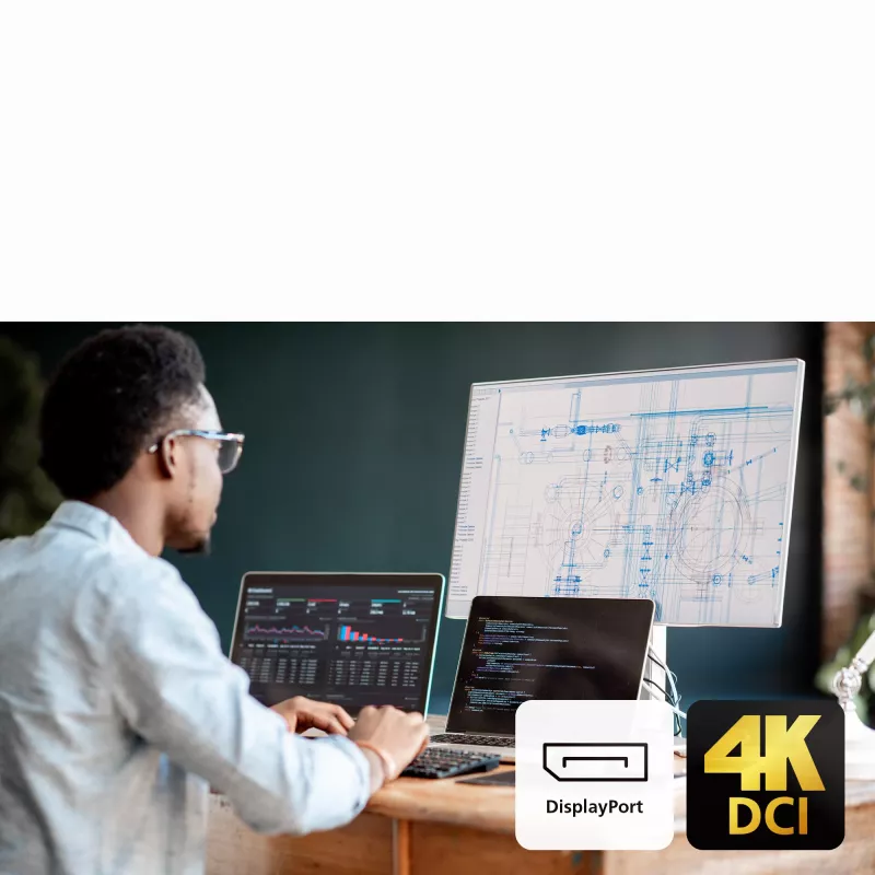 ATEN US3311 2 prievadų 4K DisplayPort USB-C KVM jungiklis su dokavimo stotele ir maitinimo perdavimu