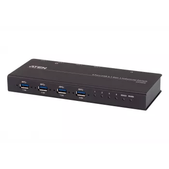 ATEN 4 uostų USB 3.1 Gen1 pramoninis jungiklis, 5 Gbit/s, juodas, metalinis