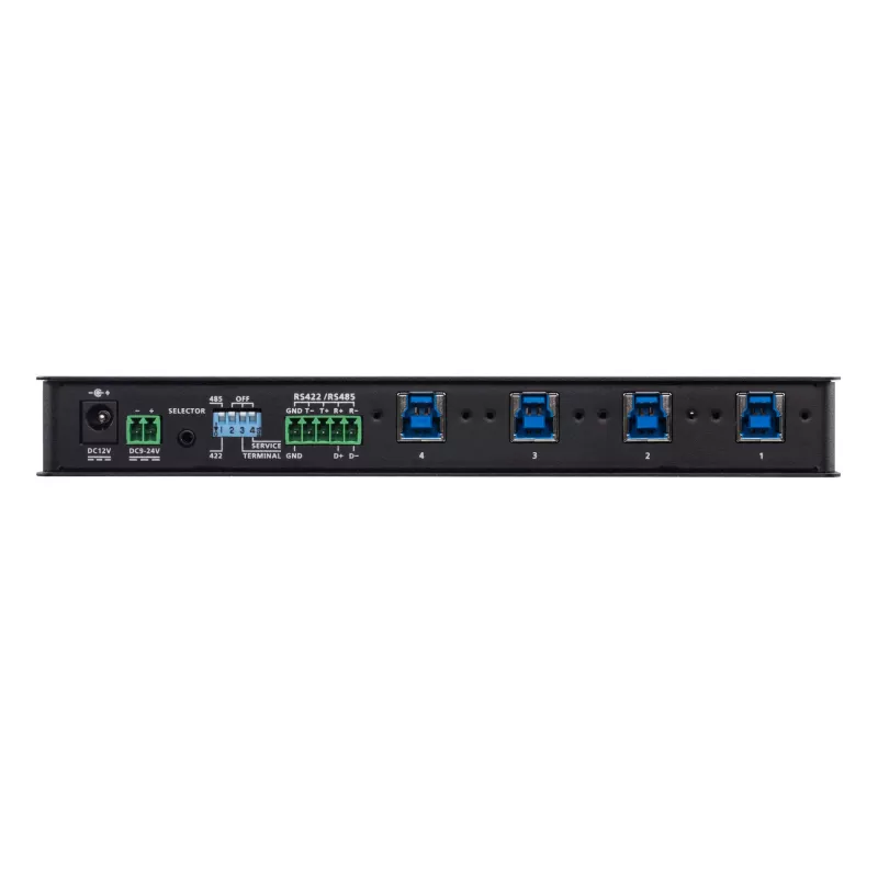 ATEN 4 uostų USB 3.1 Gen1 pramoninis jungiklis, 5 Gbit/s, juodas, metalinis