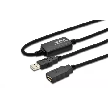 MicroConnect USB2.0AAF10A USB 2.0 aktyvus ilginimo laidas 10 m, USB A – USB A, juodas