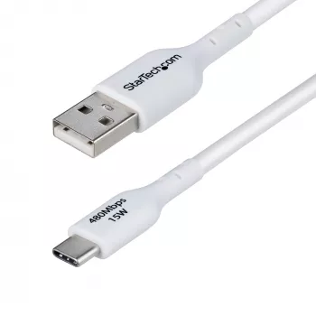 StarTech.com 3m USB-A į USB-C įkrovimo laidas, įkrovimas ir sinchronizavimas, 3A, USB 2.0, TPE apvalkalas - baltas