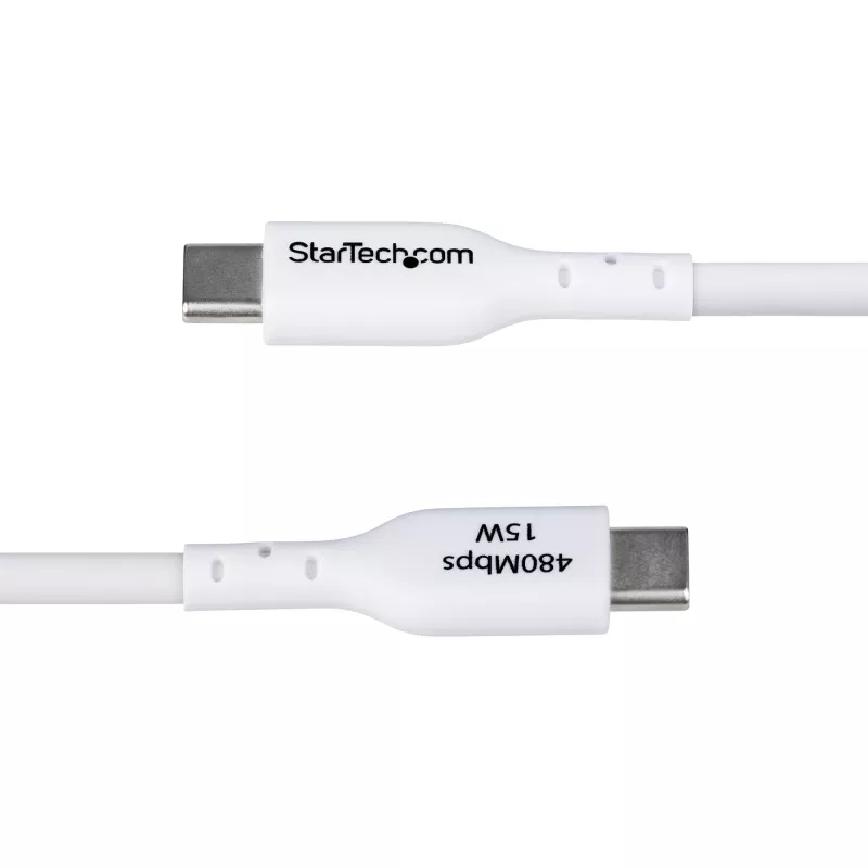 StarTech.com 3m USB-A į USB-C įkrovimo laidas, įkrovimas ir sinchronizavimas, 3A, USB 2.0, TPE apvalkalas - baltas
