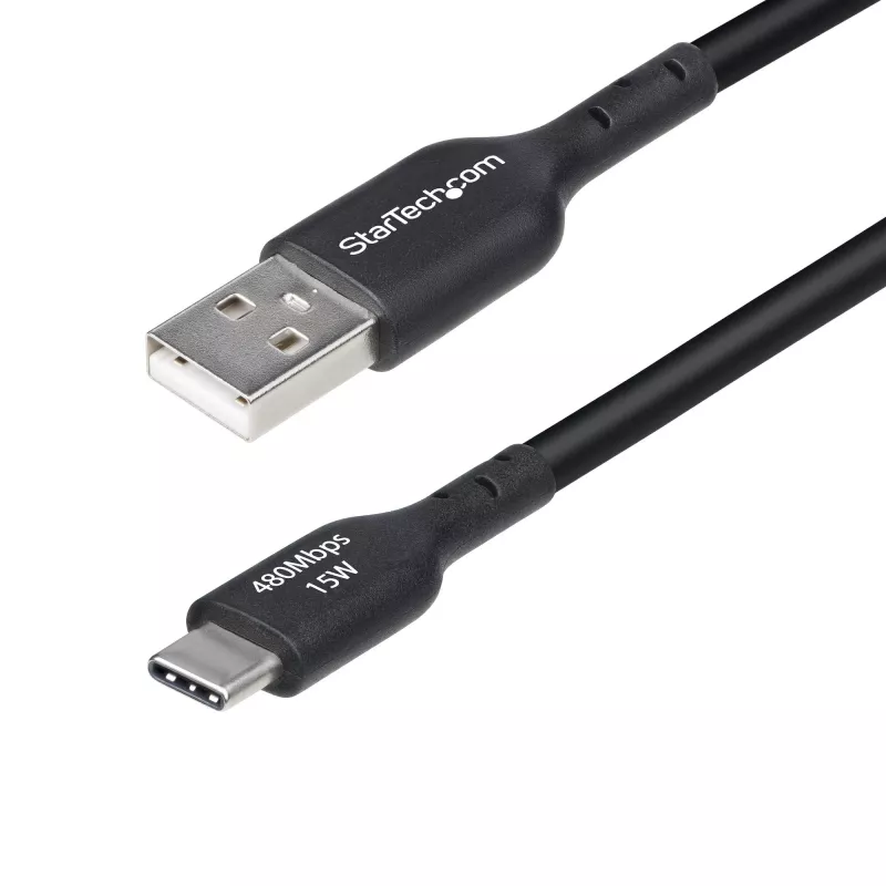 StarTech.com USB-A į USB-C įkrovimo ir sinchronizavimo laidas, 4 m, 3 A, USB 2.0, TPE apvalkalas, juodas