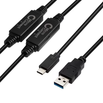 Microconnect USB3.1CA10AMP USB laidas USB 3.2 Gen 1 (3.1 Gen 1) 10 m USB C USB A juodas