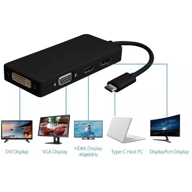 Microconnect USB3.1CCOM10 USB grafikos adapteris 3840 x 2160 pikselių Juodas