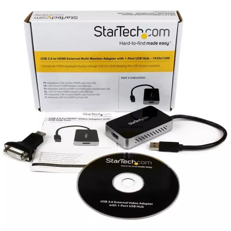 StarTech.com USB 3.0 į HDMI adapteris su 1x USB, USB į HDMI monitoriaus keitiklis, skirtas Windows (nepalaiko macOS/ChromeOS/Linux) - TAA