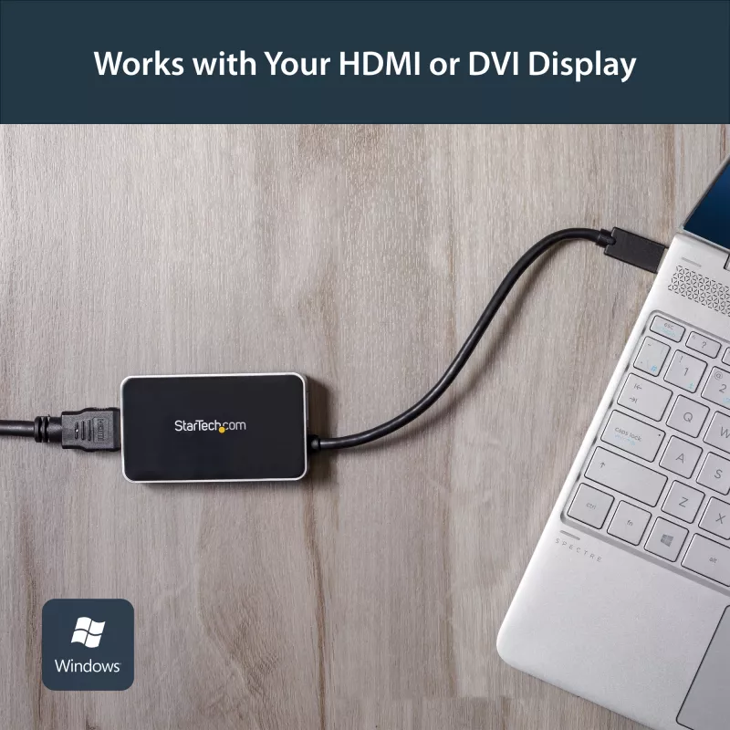 StarTech.com USB 3.0 į HDMI adapteris su 1x USB, USB į HDMI monitoriaus keitiklis, skirtas Windows (nepalaiko macOS/ChromeOS/Linux) - TAA