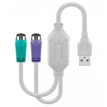 Microconnect USBA2XPS2 USB–PS/2 laidas 0,3 m 2x 6 kontaktų Mini-DIN USB A baltas