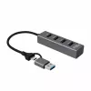 Microconnect USBHUB4-2IN1 USB 3.2 Gen 1 4 prievadų USB šakotuvas, juodas