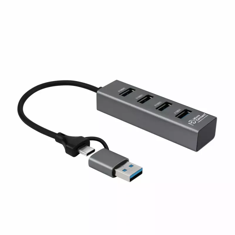 Microconnect USBHUB4-2IN1 USB 3.2 Gen 1 4 prievadų USB šakotuvas, juodas