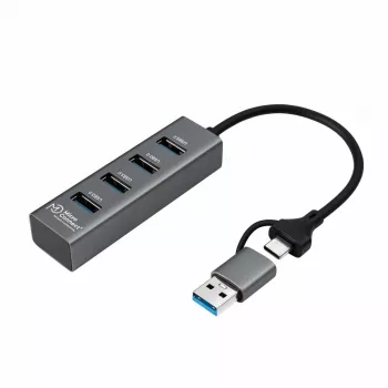 Microconnect USBHUB4-2IN1 USB 3.2 Gen 1 4 prievadų USB šakotuvas, juodas