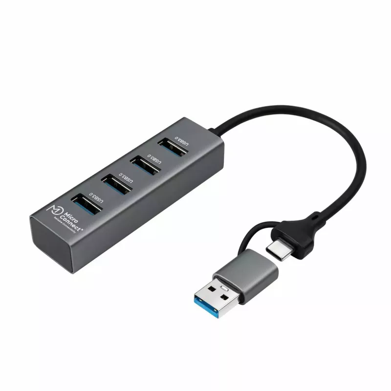 Microconnect USBHUB4-2IN1 USB 3.2 Gen 1 4 prievadų USB šakotuvas, juodas