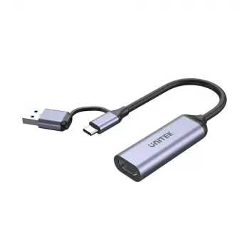 Vaizdo kabelio adapteris UNITEK V1167A USB-A / USB-C HDMI juodas