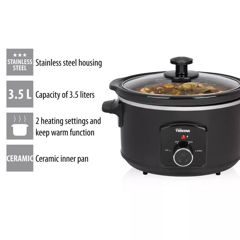 Lėta viryklė Tristar VS-3915 3,5 L Juoda Sukamasis valdymas 180 W
