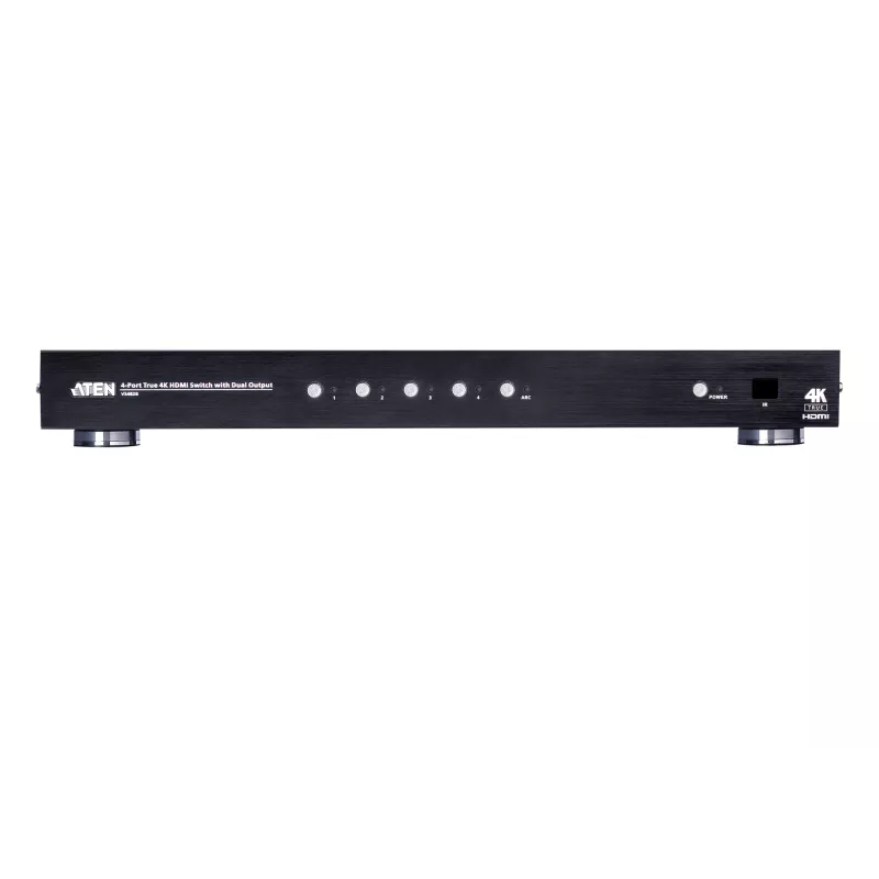 ATEN VS482B 4 prievadų True 4K HDMI jungiklis su dviem išėjimais, metalinis, juodas, 60 Hz, 3840 x 2160