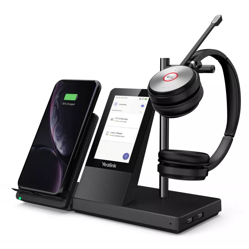 Yealink WH66 DECT belaidė ausinė DUAL TEAMS, biurui/skambučių centrui, 20–20000 Hz, 127 g, asmeninė garso konferencijų sistema, juoda