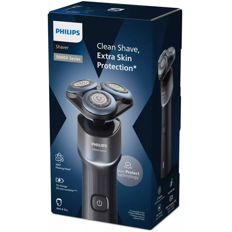 Elektrinis skustuvas Philips Shaver 5000X serija X5006/00 – 3 besisukančios galvutės, šlapias ir sausas skutimas, 50 min baterija, USB-C greitas įkrovimas