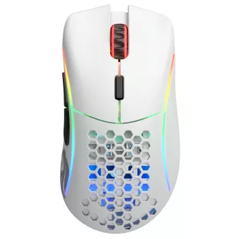 Glorious Gaming Glorious Model D Wireless – belaidė žaidimų pelė, matinė balta, dešiniarankiams, RF belaidis ryšys, 19000 DPI, balta