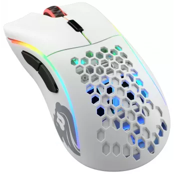Glorious Gaming Glorious Model D Wireless – belaidė žaidimų pelė, matinė balta, dešiniarankiams, RF belaidis ryšys, 19000 DPI, balta